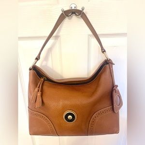 Dooney & Bourke Carmel/Saddle Brown Leather Satchel Purse Bag